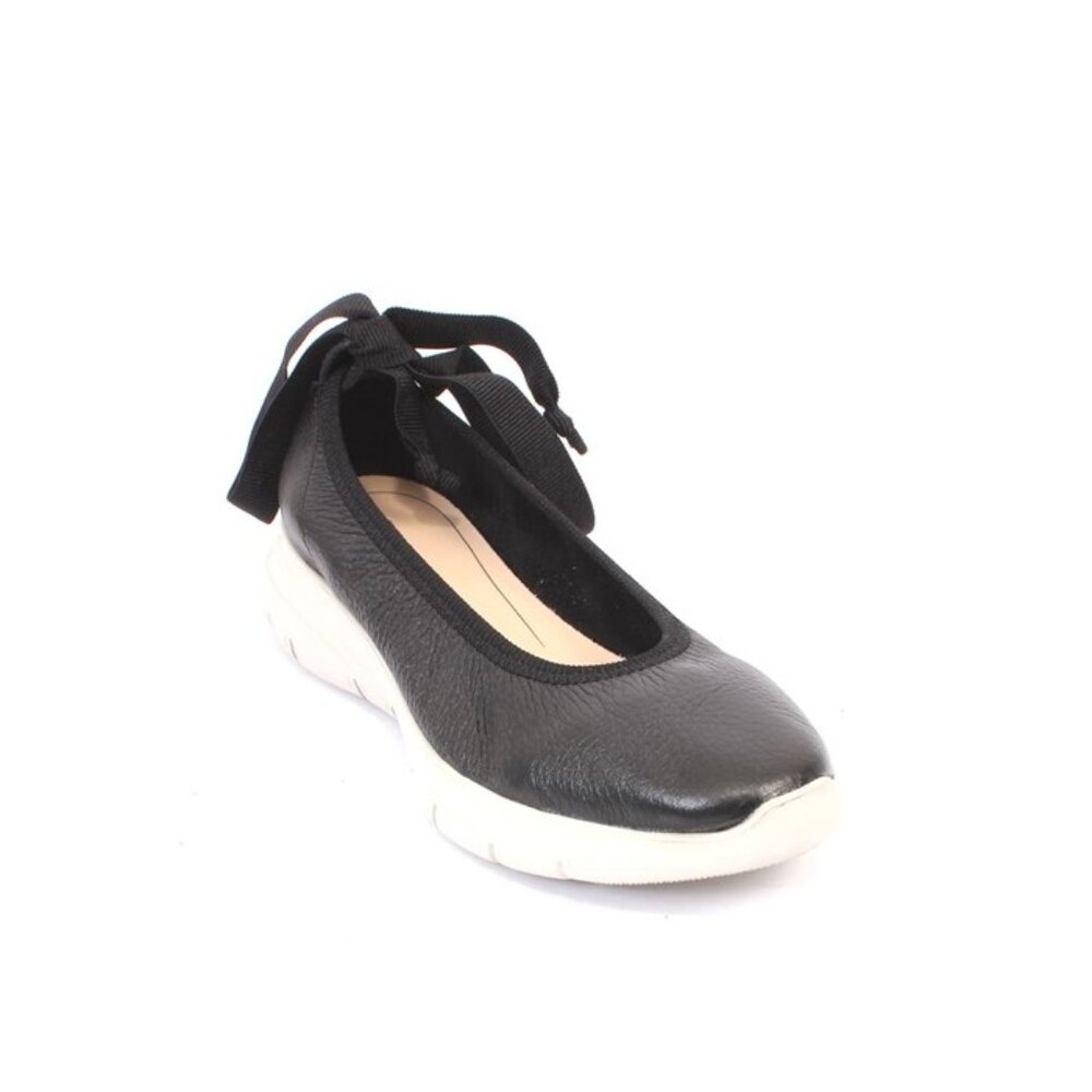 Frau 2486 Black / White Leather Comfortable Flats Shoes